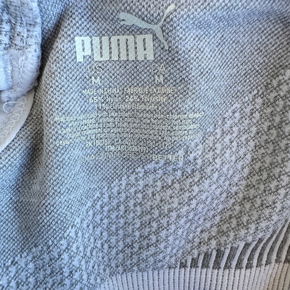 PUMA Seamless Medium-Support Sports Bra – Light Gray Racerback w/ Removable Cups - Picture 4 of 6